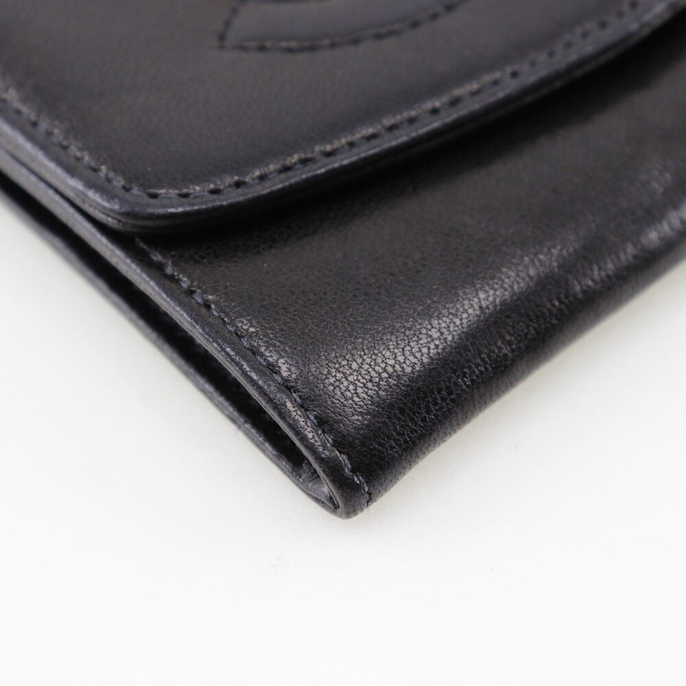 CHANEL Authentic Black Lambskin Leather Logo Wallet - Picture 4 of 11